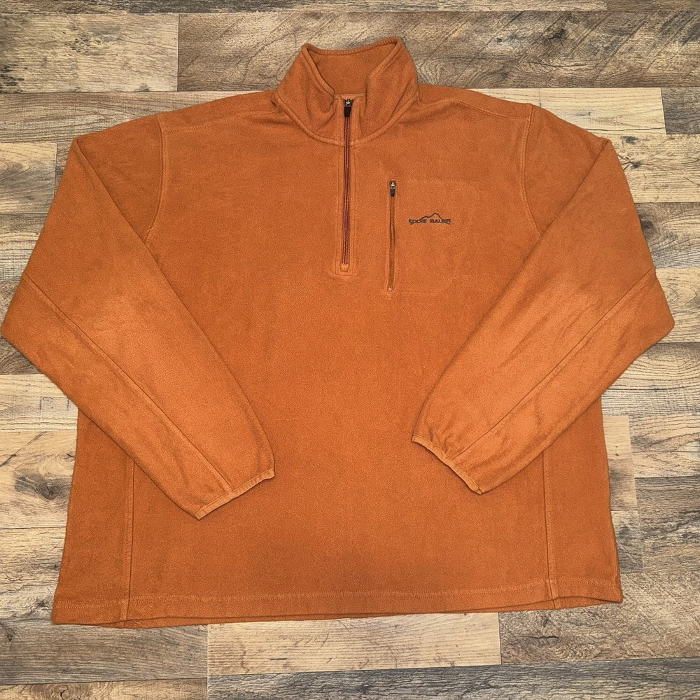 Eddie Bauer Men's Burnt Orange Quarter Zip Jacket Size Tall XL Front Pocket